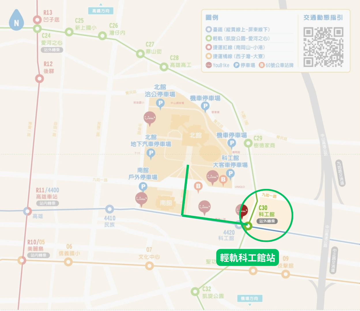 輕軌科工館站位置圖