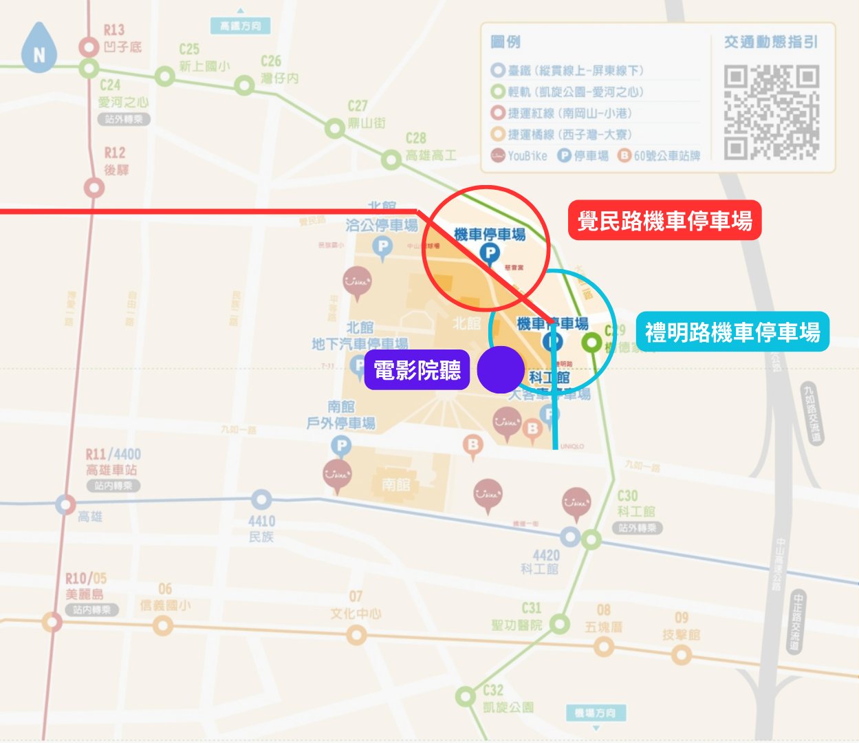 覺民路、禮明路機車停車場位置圖（點擊開啟 Google 地圖）